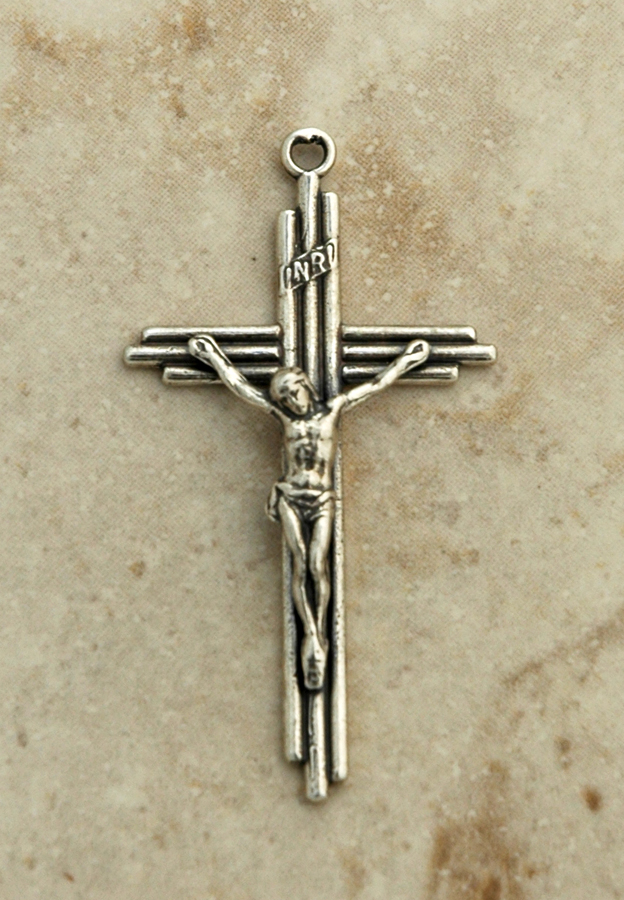 SSC20 - Sterling Silver Crucifix, Unknown Origin, Linear Cross, 2 in.