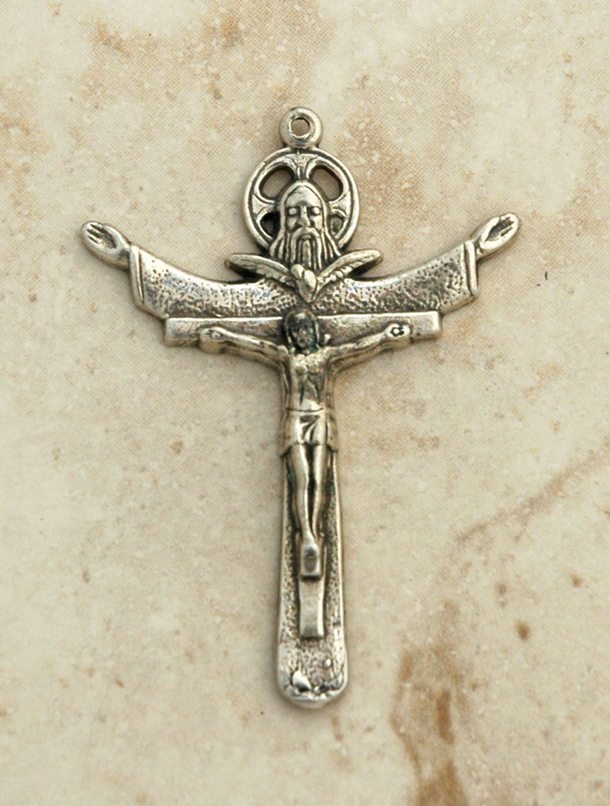SSC27 - Sterling Silver Crucifix, Trinity Cross, 2 1/4 in.