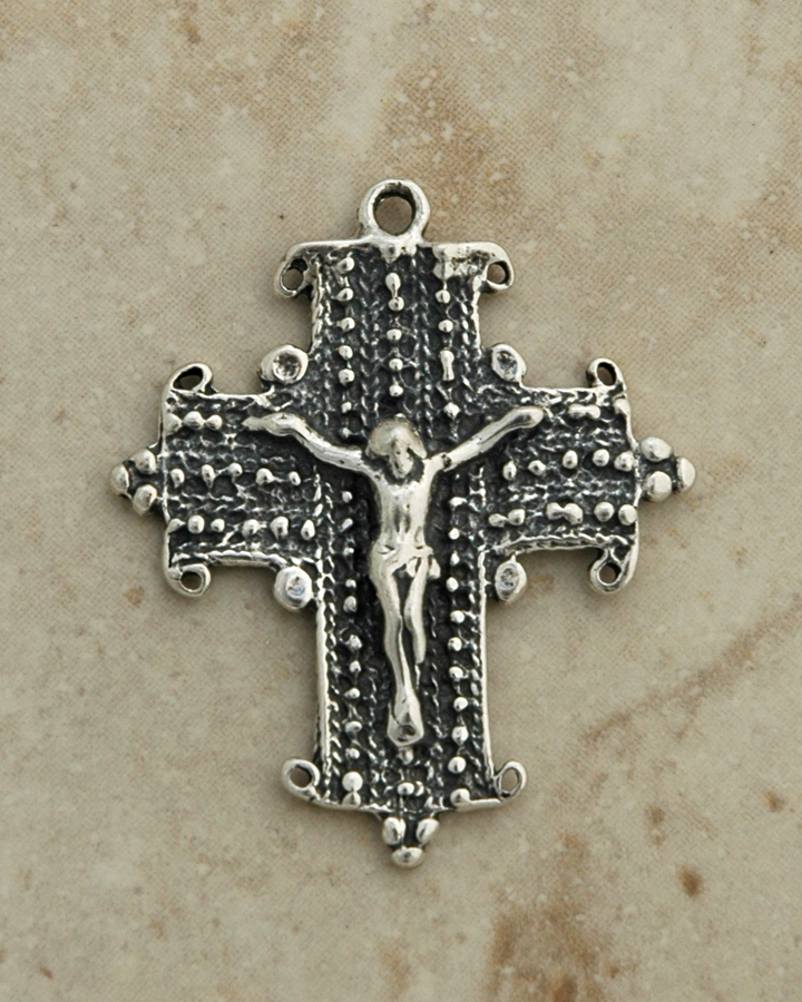 SSC28 - Sterling Silver Crucifix, Coptic, 19th Century, 1 1/2 in.