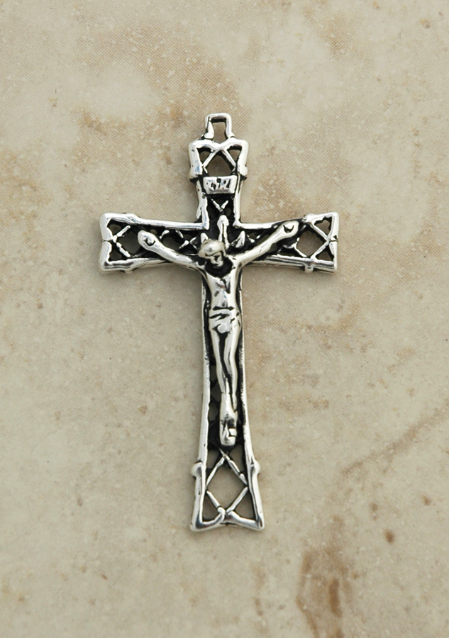 SSC30 - Sterling Silver Crucifix, Lattice Cross, 2 1/4 in.