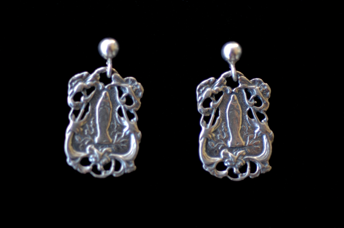 SSE22 - Sterling Silver Earrings, Our Lady of Lourdes
