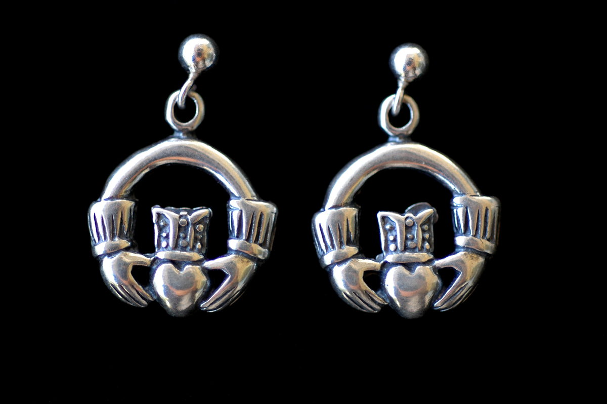 SSE24 - Sterling Silver Earrings, Claddagh