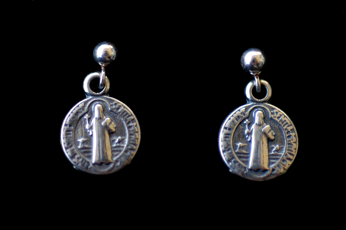 SSE25 - Sterling Silver Earrings, St. Benedict Medal