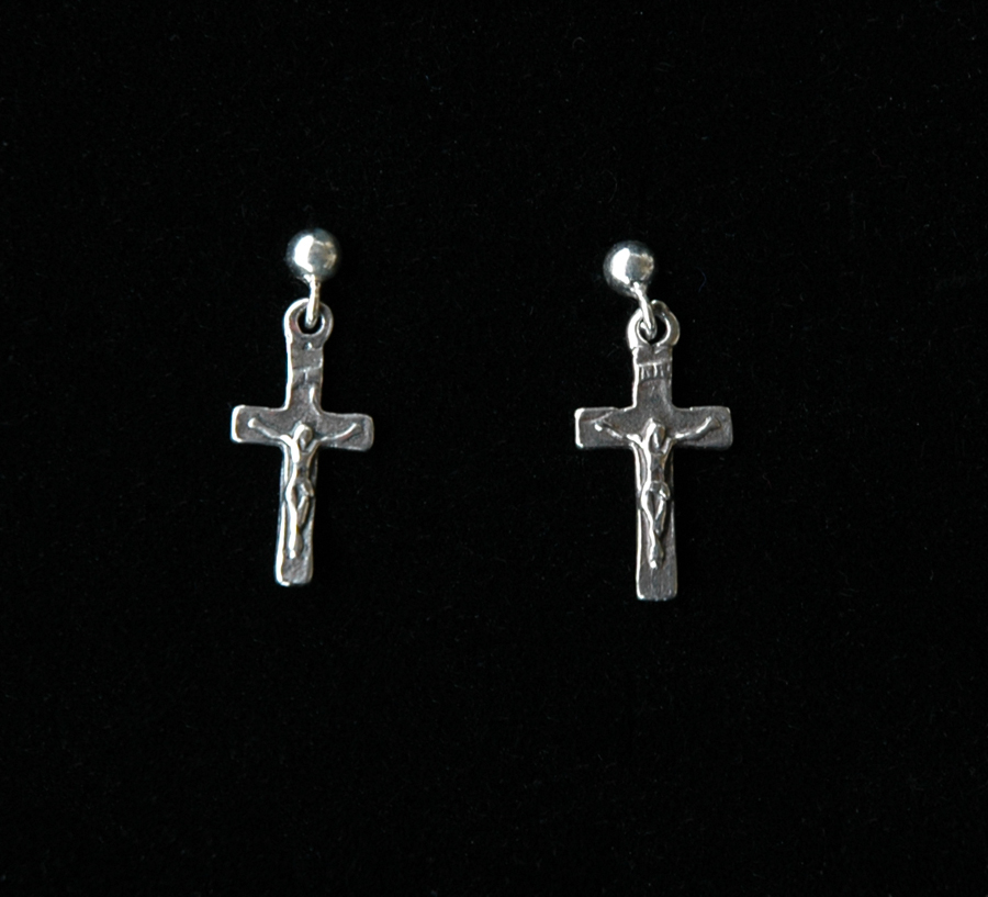 SSE27 - Sterling Silver Earrings, Crucifix