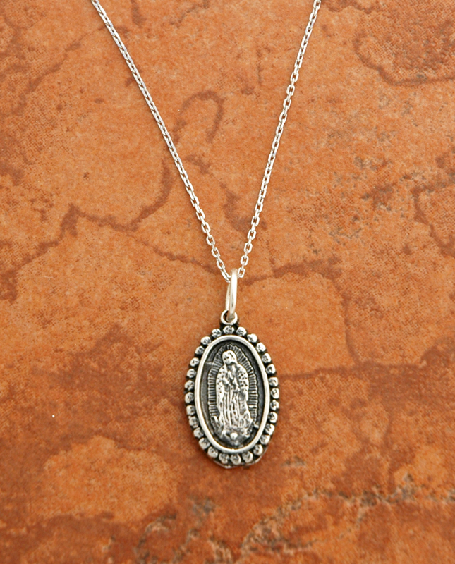 SSN102 - Sterling Silver Guadalupe on Sterling Silver Chain