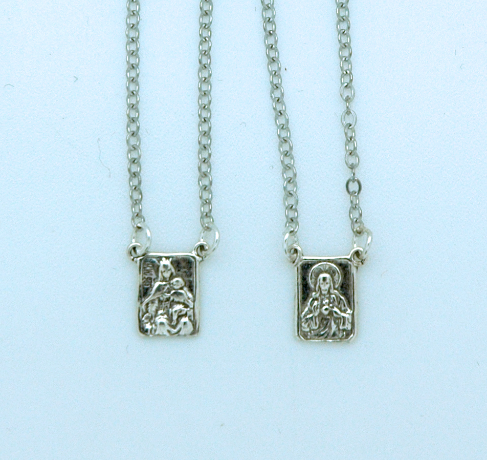 SSN125 - Sterling Silver Scapular, 7/16 in. Medals