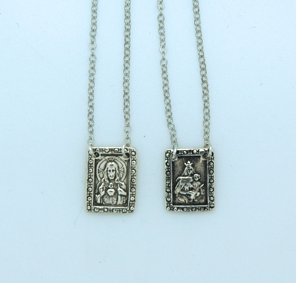 SSN160 - Sterling Silver Scapular, 11/16 in. Medals