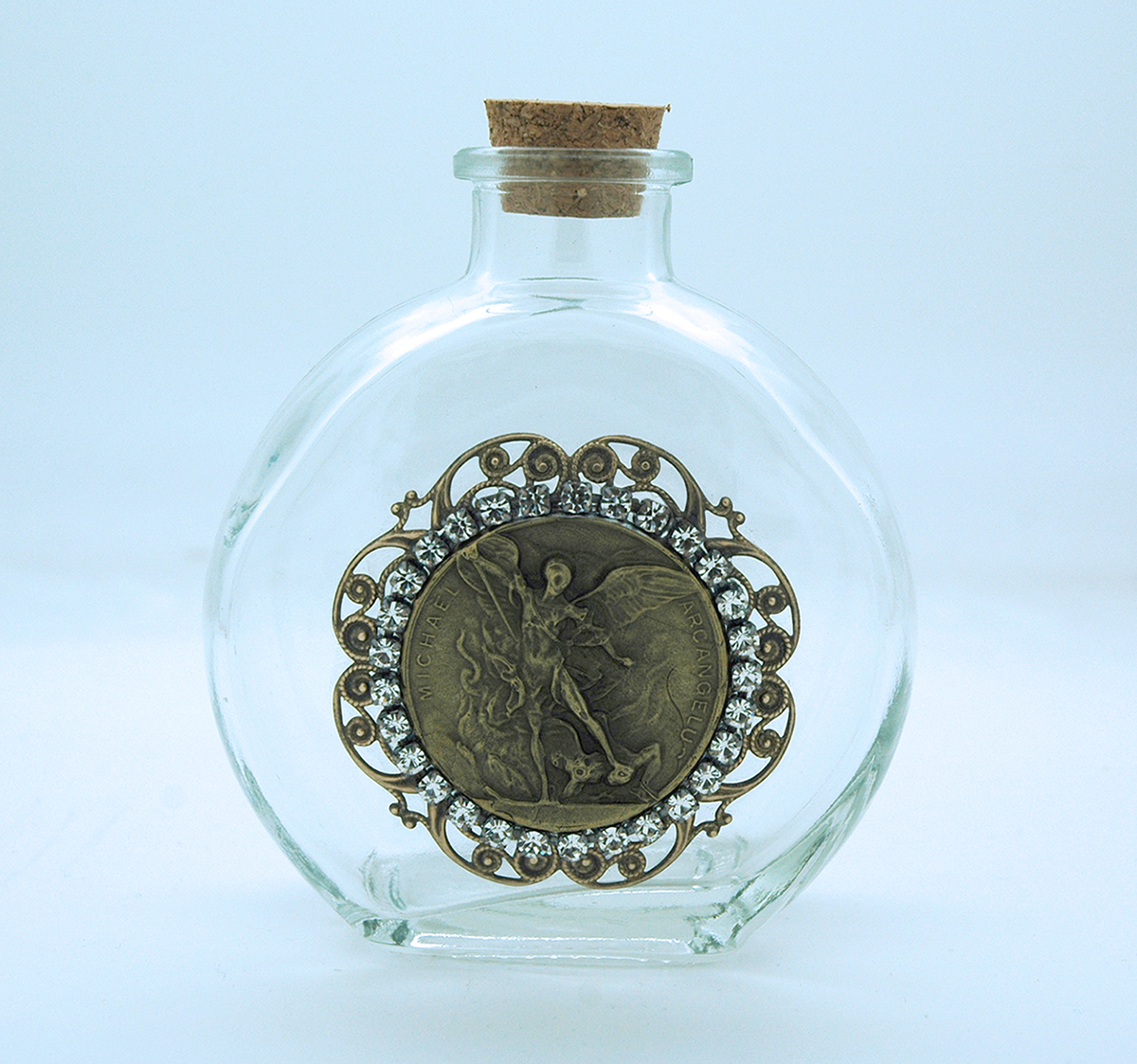 VHWB27 - Vintage Style Holy Water Bottle, St. Michael