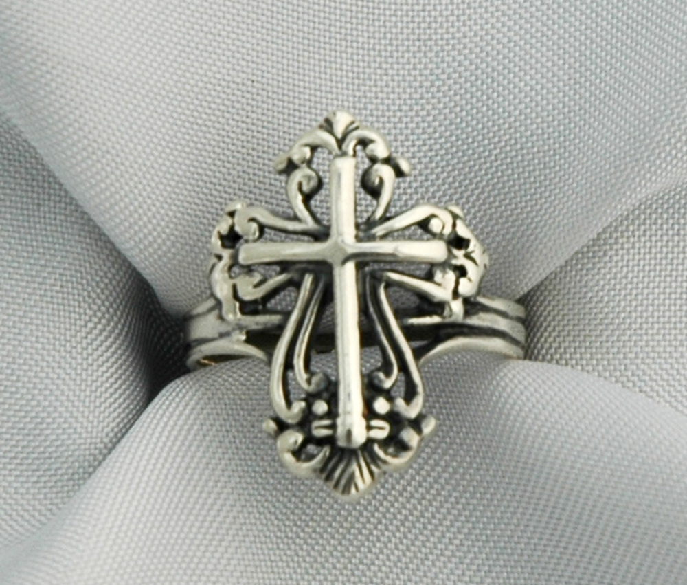WG2074 - Sterling Silver Ring, Filigree Cross