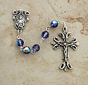 SSR36 - Sterling Silver Rosary, Swarovski Crystal, Tanzanite