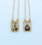 BF35 - Brazilian Gold Plated Scapular, Color Pictures, Crystals