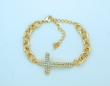 BPS20 - Brazilian Gold Plated Bracelet, Large Crystal Cross
