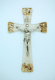 IG2153 - Italian Genuine Murano Glass Crucifix, Gold & Copper, 6 in.
