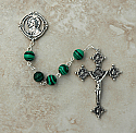SSR14 - Sterling Silver Rosary, Malachite