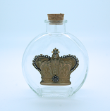 VHWB22 - Vintage Style Holy Water Bottle, Jeweled Crown