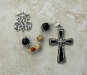 SSR16 - Sterling Silver Rosary, Picture Jasper & Black Onyx Beads with Black Onyx Cross