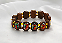 BP06GDG - Brazilian Wood Bracelet, Brown, Gold Beads, Our Lady of Guadalupe