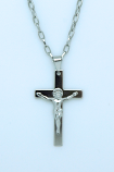 BCR27 - Brazilian Crucifix Necklace, Stainless Steel, 1 1/2 in., 20 in. Chain