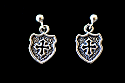 SSE11 - Sterling Silver Earrings, Cross in Shield