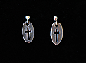 SSE12 - Sterling Silver Earrings, Oval with Cut Out Cross