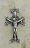 SSC9 - Sterling Silver Crucifix, Fleur de Lis, 2 1/4 in.
