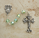 SSR34 - Sterling Silver Rosary, Swarovski Crystal, Light Green