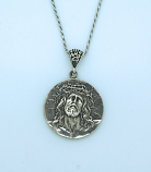 SSN88 - Sterling Silver Extra Large Ecce Homo/Guadalupe Medal on Sterling Silver Chain