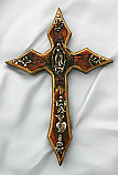 MXC1 - Mexican Hand Painted Cross with Milagros, 9 in.