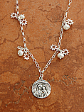 SSN91 - Sterling Silver Madonna with Freshwater Pearls on Sterling Silver Chain