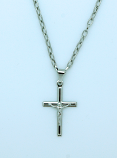 BCR09 - Brazilian Crucifix Necklace, Stainless Steel, 1 1/4 in., 20 in. Chain