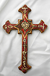 MXC17 - Mexican Hand Painted Cross with Milagros, 12 in.