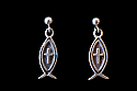 SSE21 - Sterling Silver Earrings, Fish with Cross