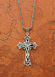 SSN34 - Sterling Silver and Multi-Stone Cross on Sterling Silver Chain