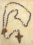 BRR2 - Antiqued Bronze Rosary, Genuine Sapphires, St. Joan of Arc Center