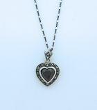 SSN64 - Sterling Silver Heart with Garnet on Sterling Silver Chain