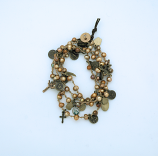 LA11364-GD - Gold Freshwater Pearl Wrap Bracelet