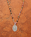 SSN8 - Sterling Silver Miraculous Medal on Tourmaline Chain