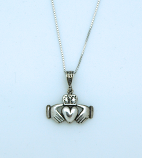 SSN101 - Sterling Silver Necklace, Claddagh, 16 in. Sterling Silver Chain