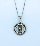 SSN95 - Sterling Silver Guadalupe/Sacred Heart Medal on Sterling Silver Chain