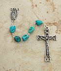 SSR18 - Sterling Silver Rosary, Turquoise Nuggets