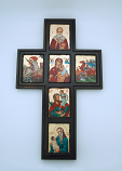 G5ST - Greek Icon, Hand Painted Serigraph Cross, 16 in.