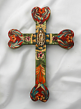 MXC9 - Mexican Hand Painted Cross, 9 in.