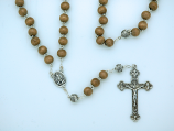 P2208LW - 10 mm. Light Wood Rosary from Fatima, Silver Our Father Beads