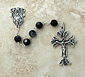 SSR43 - Sterling Silver Rosary, Swarovski Crystal, Jet Black