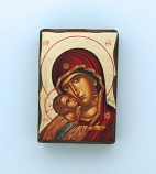 GMIN1-MDR - Greek Hand Painted Serigraph Table Icon, Red Madonna, 2 1/2 x 1 1/2 in.
