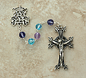 SSR46 - Sterling Silver Rosary, Swarovski Crystal, Fantasy In Blue