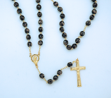 PML900BK - 8 mm. Luminous Glass Rosary from Fatima, Black