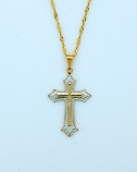 BCF86 - Brazilian Necklace, Gold & Silver Cross, 1 1/8 in., 20 in. Chain