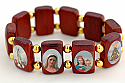 BP05G - Brazilian Wood Saints Bracelet, Brown, Gold Beads
