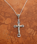 SSN133 - Sterling Silver Cut Out Crucifix on 18 in. Sterling Silver Chain